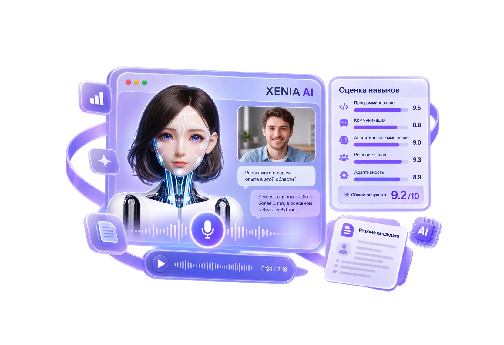 Скриншот HIRE: ИИ-интервьюер Xenia AI